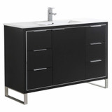Fine Fixtures Opulence Vanity Cabinet 48" Wide - Matte Black With Polished Chrome Hardware - OL48BL