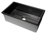 ALFI Black Matte 32" x 19" Single Bowl Fireclay Undermount / Drop In Fireclay Kitchen Sink w Grid - ABF3219SUD-BM