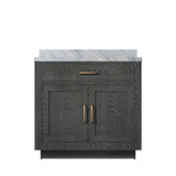 Lexora Abbey 36 inch W Black Oak Vanity Cabinet and Carrara Marble Top - LVA36SJ100