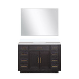 Lexora Abbey 48 inch W Black Oak Vanity Cabinet, Cultured Marble Top, and 46 in Mirror - LVA48SJ310