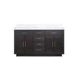Lexora Abbey 60 inch W Black Oak Double Sink Vanity Cabinet and Carrara Marble Top - LVA60DJ100
