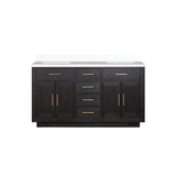 Lexora Abbey 60 inch W Black Oak Double Sink Vanity Cabinet and White Quartz Top - LVA60DJ200