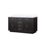 Lexora Abbey 60 inch W Black Oak Double Sink Vanity Cabinet and White Quartz Top - LVA60DJ200
