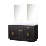 Lexora Abbey 60 inch W Black Oak Double Sink Vanity Cabinet, Cultured Marble Top, and 28 in Mirrors - LVA60DJ310