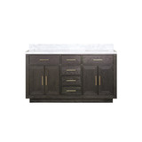 Lexora Abbey 60 inch W Brown Oak Double Sink Vanity Cabinet and Carrara Marble Top - LVA60DK100
