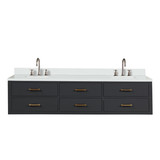 Lexora Castor 80 inch W Black Double Sink Wall Hung Vanity Cabinet, Cultured Marble Top, and Faucet Set - LVC80DL301
