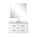 Lexora Castor 36 inch W White Single Bath Wall Hung Vanity Cabinet White Quartz Countertop, 34 in Mirror and Faucet Set - LVC36SA211
