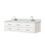 Lexora Castor 72 inch W White Double Sink Wall Hung Vanity Cabinet, Cultured Marble Top, and Faucet Set - LVC72DA301