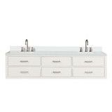 Lexora Castor 80 inch W White Double Sink Wall Hung Vanity Cabinet, Cultured Marble Top, and Faucet Set - LVC80DA301