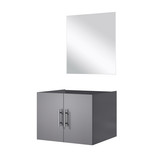 Lexora Geneva 24 inch W Dark Grey Wall Mount Vanity Cabinet and 18 in Mirror - LVG24SB010