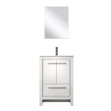 Lexora Lafarre 24 inch W x 20 in D White Vanity Cabinet, White Quartz Top, Gun Metal Faucet Set and 18 in Mirror - LVLF24SW213