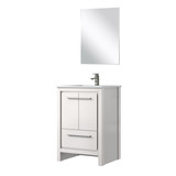 Lexora Lafarre 24 inch W x 20 in D White Vanity Cabinet, White Quartz Top, Gun Metal Faucet Set and 18 in Mirror - LVLF24SW213