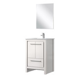 Lexora Lafarre 24 inch W x 20 in D White Bath Vanity Cabinet, Cultured Marble Top, Chrome Faucet Set and 18 in Mirror - LVLF24SW311
