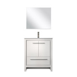 Lexora Lafarre 30 inch W x 20 in D White Vanity Cabinet, White Quartz Top, Gun Metal Faucet Set and 28 in Mirror - LVLF30SW213
