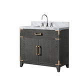 Lexora Laurel 36 inch W Black Oak Vanity Cabinet, Carrara Marble Top, and Faucet Set - LVL36SJ101