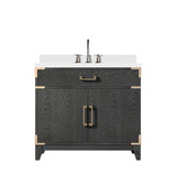 Lexora Laurel 36 inch W Black Oak Vanity Cabinet, White Quartz Top, and Faucet Set - LVL36SJ201