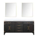 Lexora Laurel 72 inch W Black Oak Double Sink Vanity Cabinet, White Quartz Top, and 34 in Mirrors - LVL72DJ210