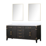 Lexora Laurel 72 inch W Black Oak Double Sink Vanity Cabinet, White Quartz Top, and 34 in Mirrors - LVL72DJ210