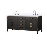 Lexora Laurel 72 inch W Black Oak Double Sink Vanity Cabinet, Cultured Marble Top, and Faucet Set - LVL72DJ301
