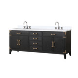 Lexora Laurel 80 inch W Black Oak Double Sink Vanity Cabinet, White Quartz Top, and Faucet Set - LVL80DJ201