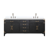 Lexora Laurel 80 inch W Black Oak Double Sink Vanity Cabinet, Cultured Marble Top, and Faucet Set - LVL80DJ301