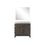 Lexora Laurel 36 inch W Brown Oak Vanity Cabinet Carrara Marble Countertop and 34 in Mirror - LVL36SK110