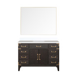 Lexora Laurel 48 inch W Brown Oak Vanity Cabinet, White Quartz Top, and 46 in Mirror - LVL48SK210
