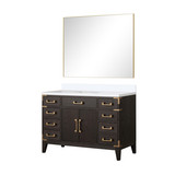 Lexora Laurel 48 inch W Brown Oak Vanity Cabinet, White Quartz Top, and 46 in Mirror - LVL48SK210