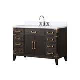 Lexora Laurel 48 inch W Brown Oak Vanity Cabinet, Cultured Marble Top, and Faucet Set - LVL48SK301