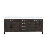 Lexora Laurel 84 inch W Brown Oak Double Sink Vanity Cabinet and White Quartz Top - LVL84DK200