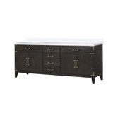 Lexora Laurel 84 inch W Brown Oak Double Sink Vanity Cabinet and White Quartz Top - LVL84DK200