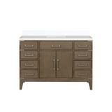 Lexora Laurel 48 inch W Grey Oak Vanity Cabinet and White Quartz Top - LVL48SR200