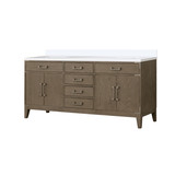 Lexora Laurel 72 inch W Grey Oak Double Sink Vanity Cabinet and White Quartz Top - LVL72DR200
