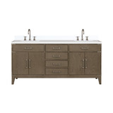Lexora Laurel 72 inch W Grey Oak Double Sink Vanity Cabinet, Cultured Marble Top, and Faucet Set - LVL72DR301