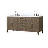 Lexora Laurel 72 inch W Grey Oak Double Sink Vanity Cabinet, Cultured Marble Top, and Faucet Set - LVL72DR301
