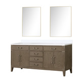 Lexora Laurel 72 inch W Grey Oak Double Sink Vanity Cabinet, Cultured Marble Top, and 34 in Mirrors - LVL72DR310