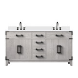 Lexora Laurel 60 inch W White Oak Double Sink Vanity Cabinet, Cultured Marble Top, and Faucet Set - LVL60DM301
