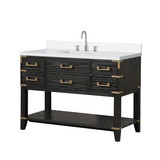 Lexora Norwalk 48 inch W Black Oak Vanity Cabinet, Cultured Marble Top, and Faucet Set - LVN48SJ301