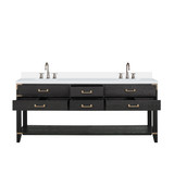 Lexora Norwalk 80 inch W Black Oak Double Sink Vanity Cabinet, Cultured Marble Top, and Faucet Set - LVN80DJ301