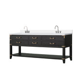 Lexora Norwalk 80 inch W Black Oak Double Sink Vanity Cabinet, Cultured Marble Top, and Faucet Set - LVN80DJ301