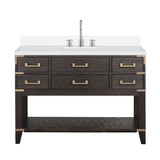 Lexora Norwalk 48 inch W Brown Oak Vanity Cabinet, Cultured Marble Top, and Faucet Set - LVN48SK301