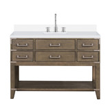 Lexora Norwalk 48 inch W Grey Oak Vanity Cabinet, Cultured Marble Top, and Faucet Set - LVN48SR301