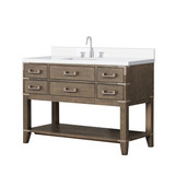 Lexora Norwalk 48 inch W Grey Oak Vanity Cabinet, Cultured Marble Top, and Faucet Set - LVN48SR301