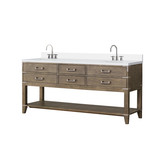 Lexora Norwalk 72 inch W Grey Oak Double Sink Vanity Cabinet, Cultured Marble Top, and Faucet Set - LVN72DR301
