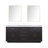 Lexora Abbey 72 inch W Black Oak Double Sink Vanity Cabinet, White Quartz Top, and 34 in Mirrors - LVA72DJ210