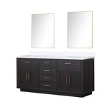 Lexora Abbey 72 inch W Black Oak Double Sink Vanity Cabinet, White Quartz Top, and 34 in Mirrors - LVA72DJ210