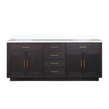 Lexora Abbey 80 inch W Black Oak Double Sink Vanity Cabinet and White Quartz Top - LVA80DJ200