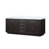 Lexora Abbey 84 inch W Black Oak Double Sink Vanity Cabinet and White Quartz Top - LVA84DJ200