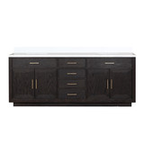 Lexora Abbey 84 inch W Black Oak Double Sink Vanity Cabinet and Cultured Marble Top - LVA84DJ300