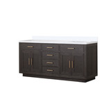 Lexora Abbey 72 inch W Brown Oak Double Sink Vanity Cabinet and Cultured Marble Top - LVA72DK300